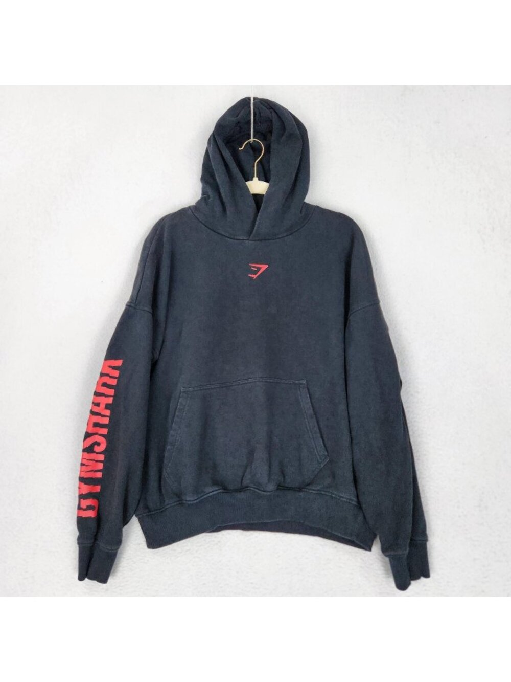 Gymshark Sweater Mens Medium Faded Black Slice Oversized Hoodie Athletic Casual
